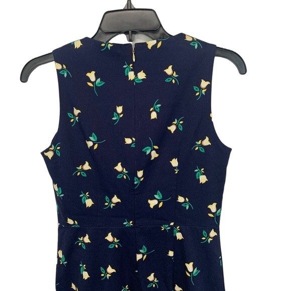 NWOT Draper James | Floral Sheath Dress Navy Floating Tulip 2 - Picture 7 of 10